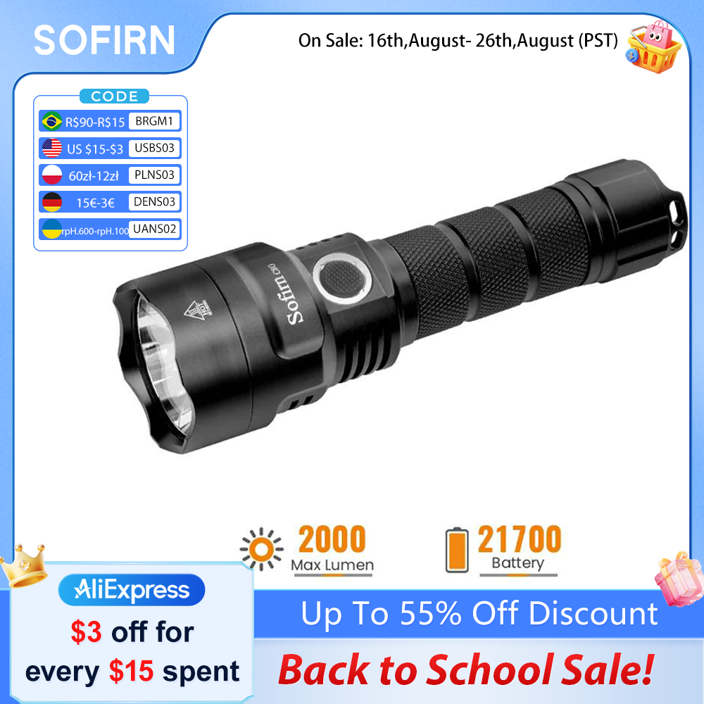 Outdoor Power Group - مصباح يدوي LED قوي SOFIRN C8G
