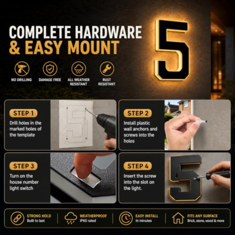 مصباح رقم المنزل يعمل بالطاقة  - مراجعة Outdoor Power Number وسعره