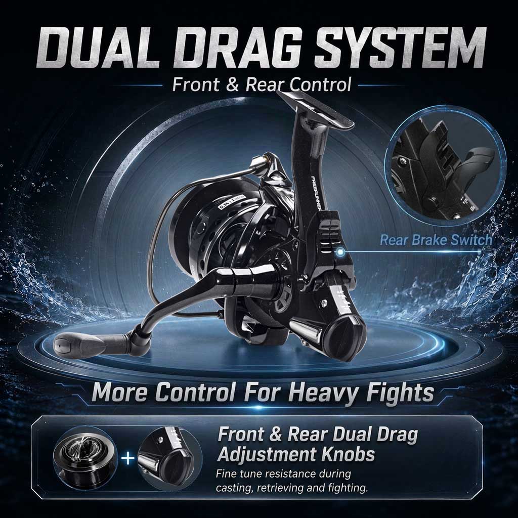 بكرة صيد سموللا بفرامل مزدوجة  - مراجعة Outdoor Power Reel وسعره